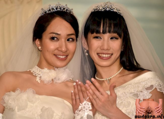 fuck sex japanese sugimori lesbian wedding japanese same both festival amazing japan getty front tokyo marriage friends tied penis